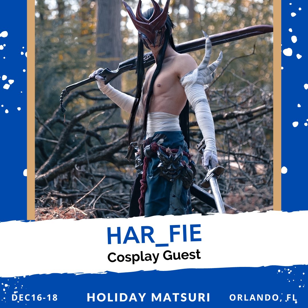 HolidayMatsuri's tweet photo. We welcome international cosplayer  &amp; media sweetheart Har_Fie! Over the years, Har_Fie built his brand around being a jack of all trades, which has allowed him to be the face of some of the biggest gaming companies &amp; campaigns. This will be his first event in Florida! https://t.co/WMn2zgnrJ7