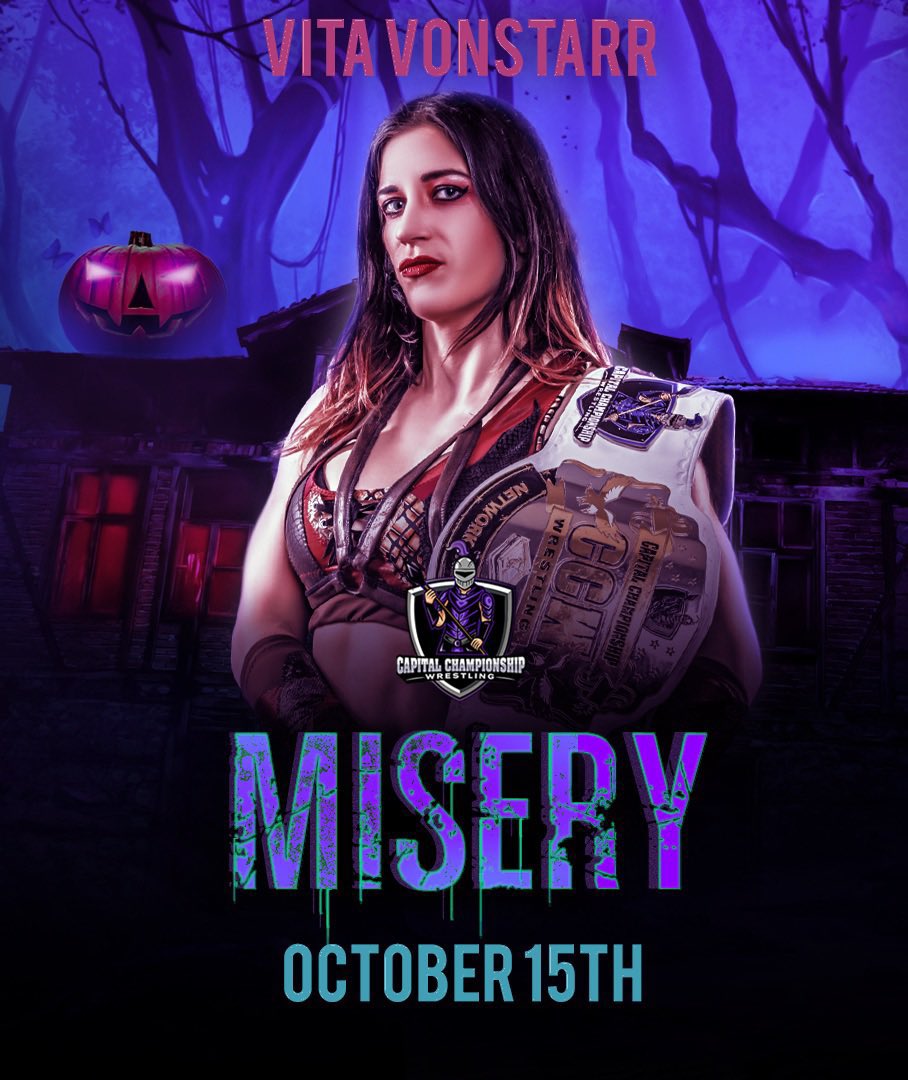 Misery is a longtime friend of mine. So are Chaos and Pain. October 15th I return to @CCWAction. You know who the goddamn champ is. #Misery #QueenOfChaos #TheAwakening @TitleMatchWN