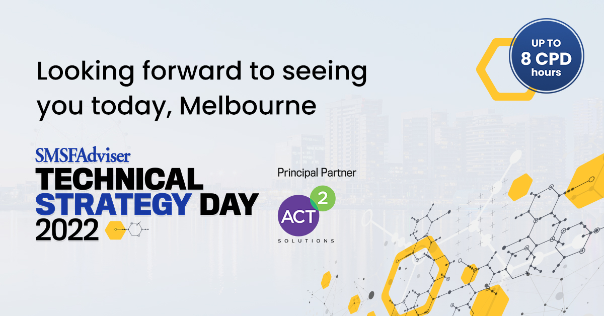 Melbourne, we're here today for the first leg of our SMSF Technical Strategy roadshow, see you soon!

If you’re coming by today, remember that registration begins at 8 am.
ow.ly/6N2m50KZgSM

<a href="/Act2Solns/">Act2 Solutions</a> 
#SMSFAdviserTechnicalStrategyDay