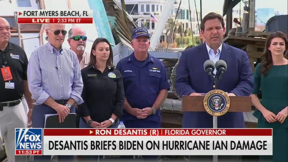 CurtisHouck's tweet photo. Man, DeSantis behind the presidential seal looks just about perfect https://t.co/RabGIFCjNm