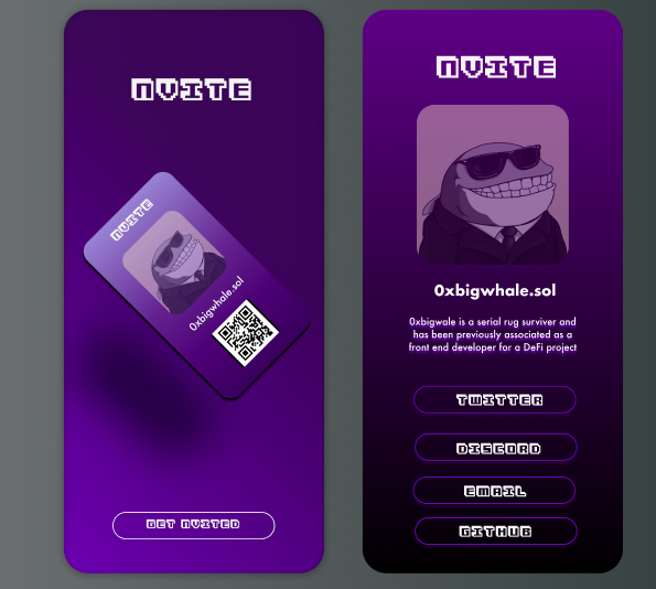 NviteXYZ's tweet photo. Building the easiest way to connect on Web 3.0

@0xCoral @xNFT_Backpack 
#xnft #wao #nvite https://t.co/a88NNCWiJG