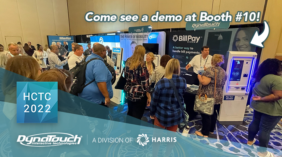DynaTouch's tweet photo. Everyone's loving our BillPay Kiosk demos at #HCTC2022!! Come by booth #10 to view one for yourself, and enter for you chance to WIN a YETI Cooler! #CoolestBooth #WeAreHarris https://t.co/34TsIG3HLb