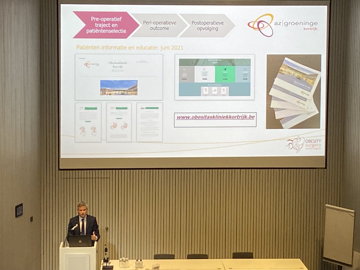 azgroeninge's tweet photo. Full house in #Notenhof voor Symposium Bariatrische chirurgie. Abdominaal chirurg Dr. Frederiek Nuytens spreekt over de nieuwe aspecten van #bariatrie en rol van #robotchirurgie binnen ons ziekenhuis. #obesitaskliniek #obesitas #Kortrijk https://t.co/cR2TPFR9yR