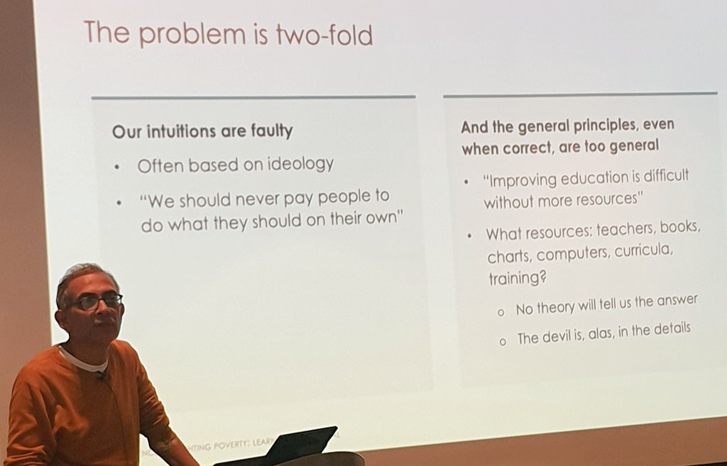 giomar_nilsson's tweet photo. Prof. Abhijit Banerjee, from @MIT &amp; 2019 #NobelPrize recipient in Economic Sciences spoke about the science of fighting #poverty at #MisumForum.
#SDG1 cannot be achieved by following intuitions, ideology or general principles.
@misum_sse @handels_sse https://t.co/Rwnlhcqtsy