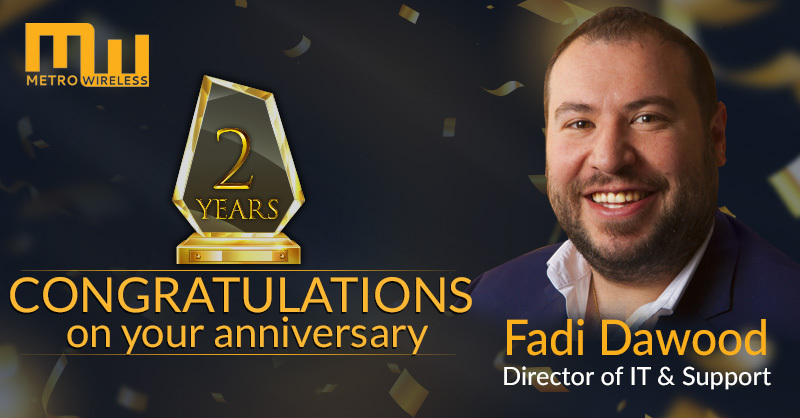 MetroWirelessIN's tweet photo. Wow, time flew by! Congrats to Fadi Dawood for reaching his second anniversary here at @MetroWirelessIN Wireless. We're honored to have you on the team! https://t.co/PpytjJUxJn