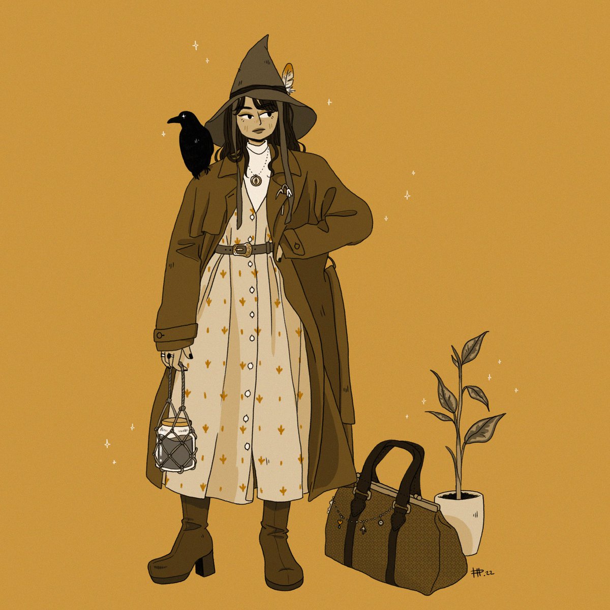 Waiting for her ride... Witchtober 3: Travel #willowwitchtober #witchtober #Drawtober2022 #illustration