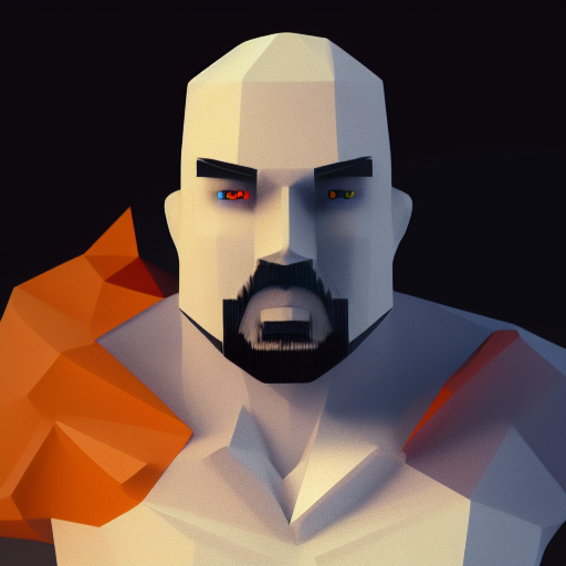 greeman_fordon's tweet photo. @DarkSchuey @ColinWilliamson It can try, here's low poly "Kratos" after fiddling around with prompts and regenerating mutiple times https://t.co/vjyRXSTkVf