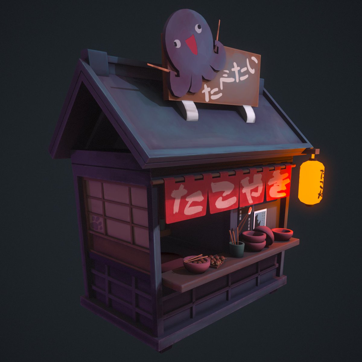 Hi! I made a little takoyaki restaurant based on the amazing concept of Natalia Tsybulina.

Check it out on artstation, hope you like it!
artstation.com/artwork/o2v3Wz