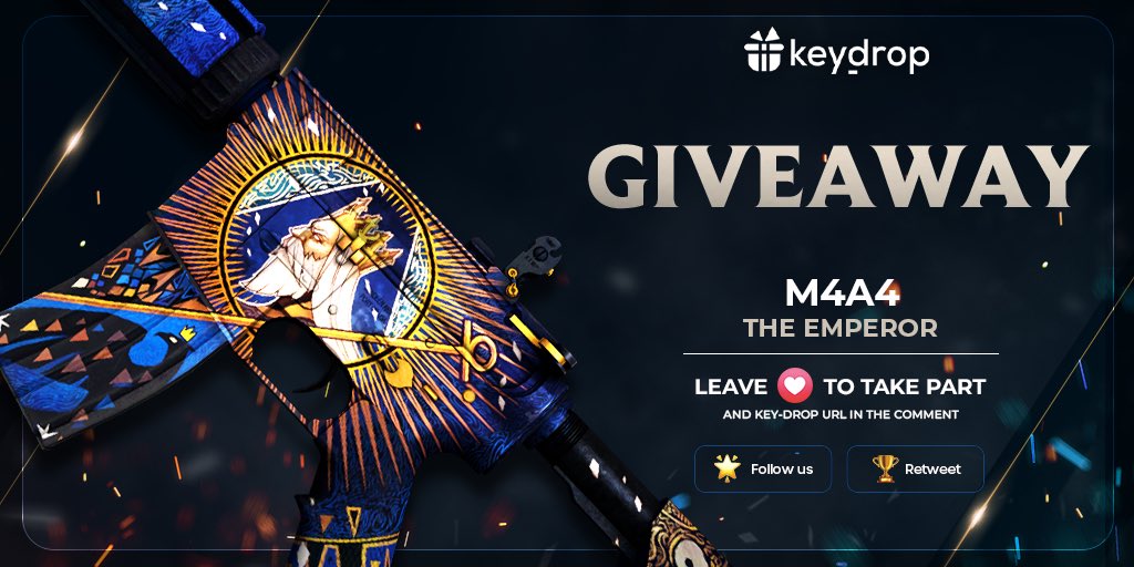 keydropcom's tweet photo. Giveaway on M4A4 | The Emperor 🎁

👊 Just leave ❤️ under the post! 
🌟 Follow us!
🏆 Retweet!
 
⏰ Wait 24 hours!

#freeskins #csgoskinsgiveaway #csgoskinsfree #giveaway #airdrop #csgocases #csgocase #csgoesport #skins #csgoskins #keydrop #keydropcom #csgo https://t.co/R1Yxwdud7k