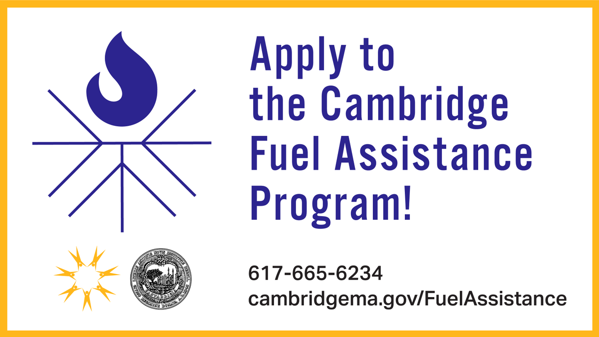 Do you need help paying winter heating bills? The Fuel Assistance Program helps low-income residents in Cambridge and Somerville pay heating bills between November 1 and April 30. Renters and homeowners are eligible to apply. Learn more - camb.ma/3fHbXvd #CambMA