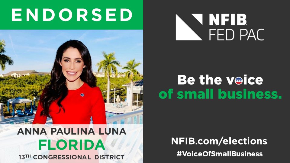 NFIB FedPAC is proud to endorse @VoteAPL for election. 'She has experience as a #smallbiz owner and has committed to working on lowering taxes and cutting onerous government mandates,' said @nfib_fl's Bill Herrle. nfib.com/content/news/e… #VoiceOfSmallBusiness #Florida #FL13