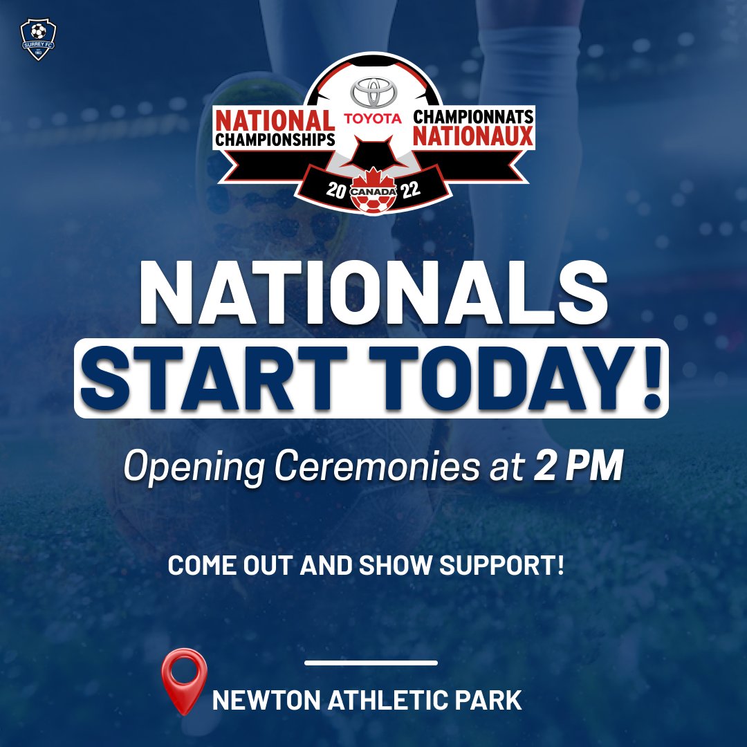 _surreyfc's tweet photo. The U17 Boys & Girls Toyota National Championships kick off today! We'll see you at 2 PM for the opening ceremonies ๐จ๐ฆ๐ @cityofsurrey #canadasoccer #nationalscup #u17nationals #sportssurrey https://t.co/Dslkn4Vstc