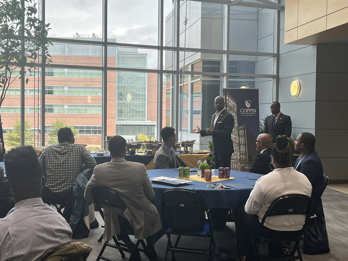 CoppinStateUniv's tweet photo. Today, @CoppinPresident welcomed financial professionals, including registered #investment advisors, to campus. During their visit, they met our students and the great partnerships providing experiential learning & #mentorship for our students. #ExperienceCSU @CoppinStateUniv https://t.co/qwd5bJDOV8