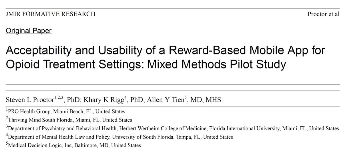 DrStevenProctor's tweet photo. Study of new contingency management app (PROCare #Recovery) shows patients &amp; providers both in favor of giving ppl small rewards ($1) for achieving goals via 'smart' debit card to block high-risk spending at bars, ATM, etc @krigg01 @allentien

🔓full-text: https://t.co/4A0w4Q8l7C https://t.co/X1tLTwU2lW
