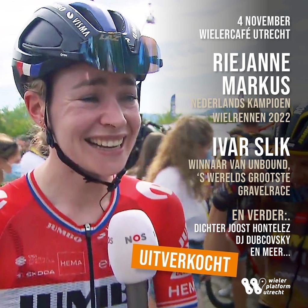 Het Utrechts Wielercafé vindt vrijdag 4 november weer plaats, met inspirerende gasten Riejanne Markus en Ivar Slik! Momenteel zitten we vol, maar er is een mogelijkheid je in te schrijven op de wachtlijst. Wie weet bemachtig je nog een plek. Check de WPU-site voor meer info!