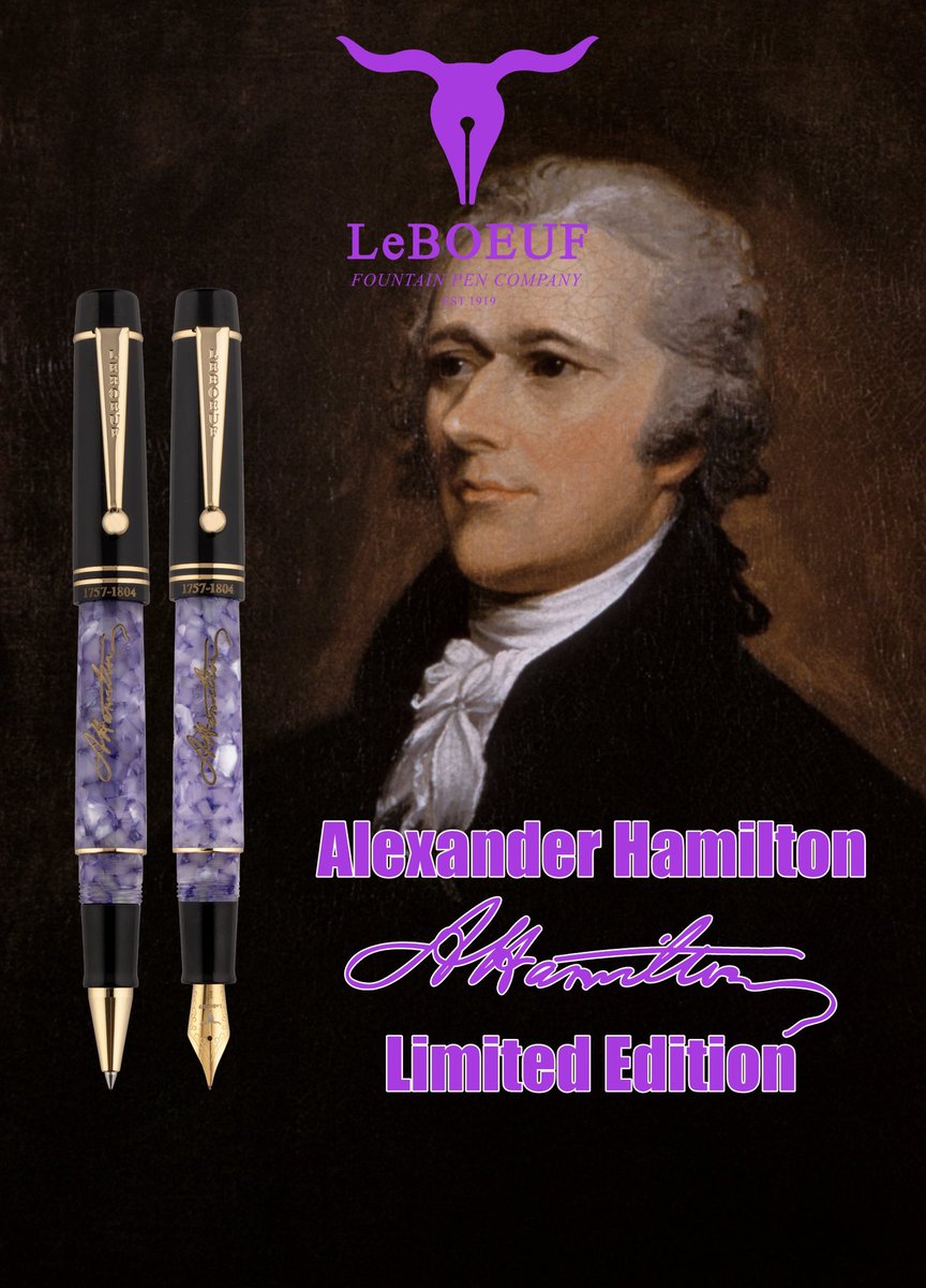 RobGolf's tweet image. NEW RELEASE...LeBOEUF is proud to announce the release of the stunning Alexander Hamilton Fountain Pen and Roller Ball Limited Edition.
 #alexanderhamilton #hamilton
#fountainpenaddict  #fountainpennetwork #hamiltonmusical #hamiltonthemusical #AmericanHistory #linmanuelmiranda
