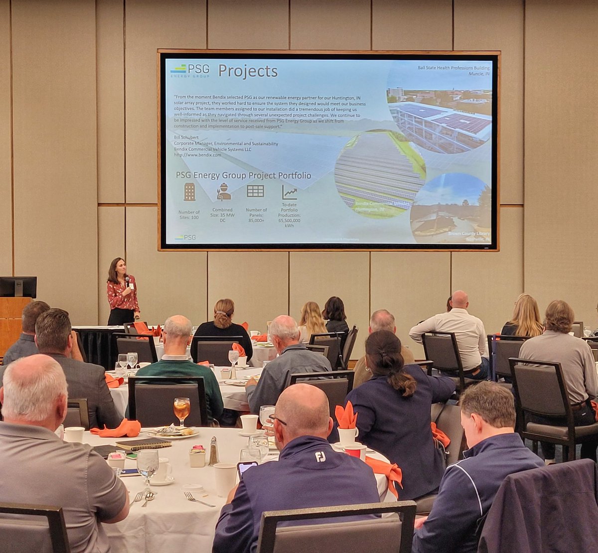 psgenergygroup's tweet photo. Our president, Jennifer Mrzlack, presented at today's Dayton Regional Green luncheon to @MCOhio businesses, nonprofits &amp; municipalities. She educated the audience on solar energy and partnered with @SOPECenergy's @pjleppla to discuss the benefits of the Inflation Reduction Act. https://t.co/faLrWqNsWB