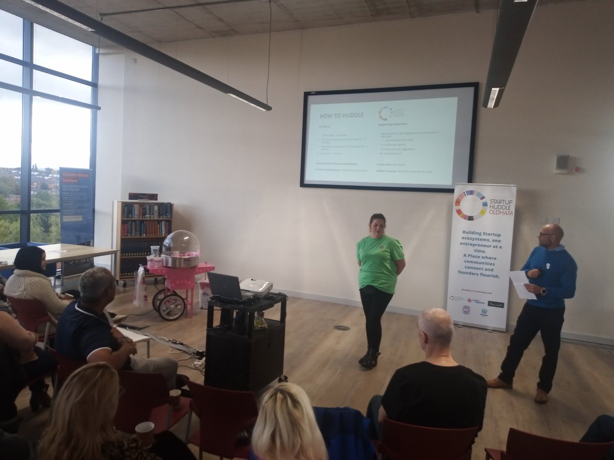 OldhamLibraries's tweet photo. Fab to hear from local entrepreneur Kim about her business journey so far at #StartUpHuddleOldham this evening. Great advice from our business community too.
#LibrariesWeek
@buildabiz_gm https://t.co/fpDoJU1Sdu