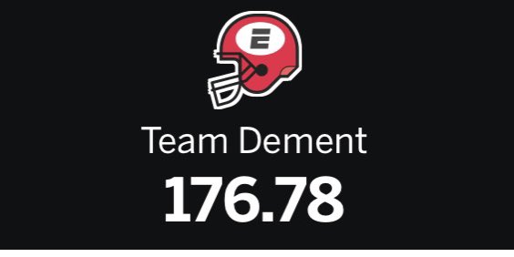 PFFL740's tweet photo. Congratulations to Week 4 High-Point winner, Team Dement (@jimmy_dement)! 

#FantasyFootball https://t.co/yUdWCDIRRo