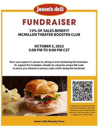 McMillenNation's tweet photo. Come out and support the McMillen Theater Department tonight for the Booster Club Spirit Night. Scan the QR code and order online for easy pickup. https://t.co/B0IlL5ghMC