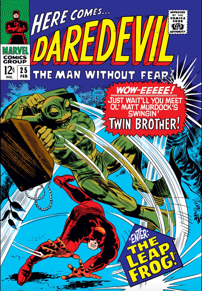 RedRingside's tweet photo. "ENTER: THE LEAP FROG!"
#Daredevil volume 1 #25, Leap-Frog's (~and also you-know-who's~) introductory issue by Stan Lee, Gene Colan, Frank Giacoia, and Artie Simek. I'm thrilled that this fun, iconic early DD villain is getting the live action treatment! #DDcomic https://t.co/i3zmuSH7EW
