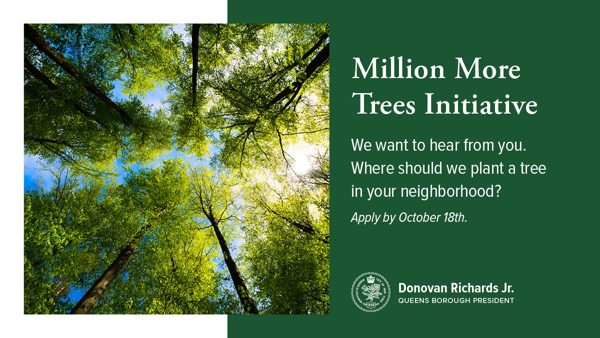 QnsBPRichards's tweet photo. As we celebrate City of Forest Day, help us grow our tree population in Queens! 

We want to hear from you about where we should plant trees in your neighborhood. Submit your suggestion and fill out our form by Oct. 18: https://t.co/5Ilztpvldu" https://t.co/31b7DRq34i