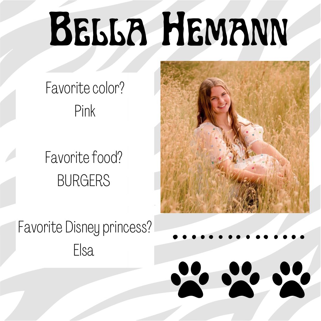 Next senior spotlight is captain Bella Hemann!