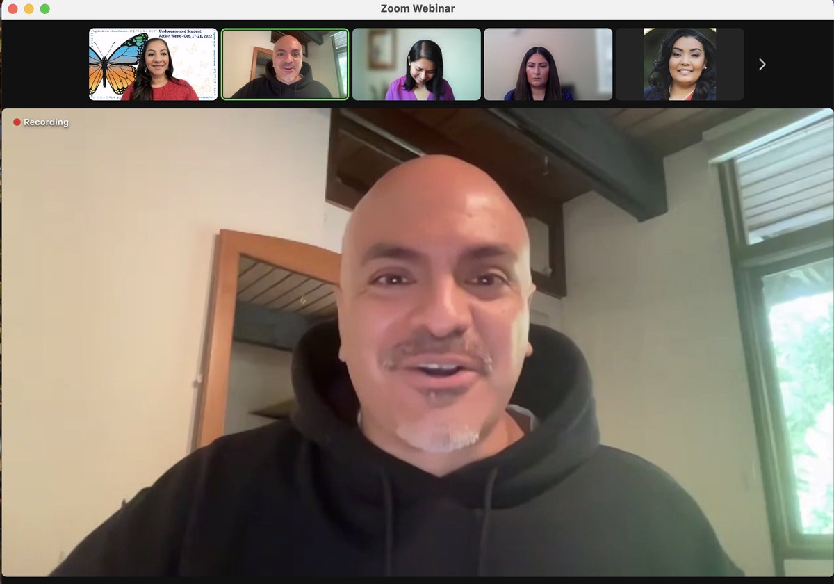 lindam_v's tweet photo. Lots of love is poured into @CalCommColleges system webinars. TY @MrRafaelAgustin for reminding us that every student is worthy and for sharing your mother’s wise words “dreams should not have borders.” TY @g_d_silva for championing #undocumentedstudent policies w/ @CAgovernor https://t.co/DgyrTYEUFt