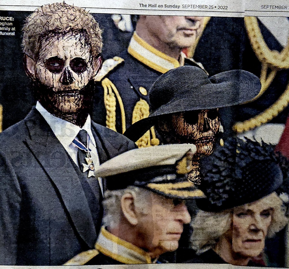 Dead to me

Newspaper and ink
#HarryAndMeghan
#sonsofincoherence #Londonartscene #contemporaryart #modernart #contemporaryart  #londonart #inkart #mixedmediaart #conceptualart #urbanart   #parisart #fineart