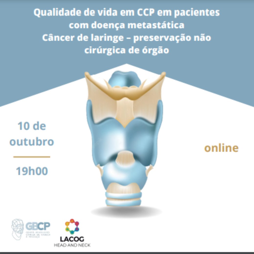 gbcpoficial's tweet image. Convidamos você para participar na próxima segunda feira, 10.10, às 19h, de um encontro online para discutirmos os temas que temos estudos em aberto no LACOG-HN:

1. Qualidade de vida em CP
2. Preservação de laringe 

Confira nas imagens a programação.