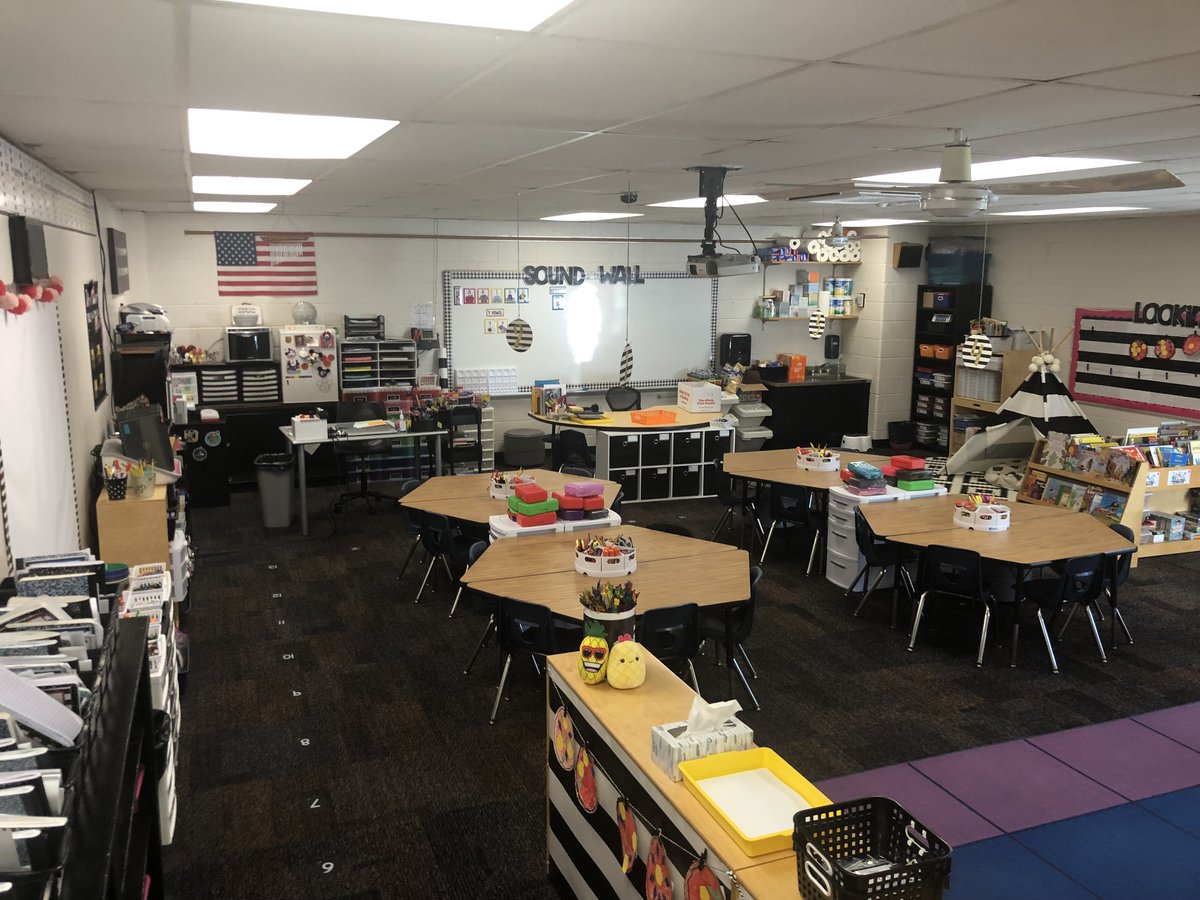 ChrisWoofter's tweet photo. #CFconstruct some classrooms at Gurney have new flooring this July; part of ongoing floor restoration plan for the past 6 years where we install needed flooring each summer. We keep costs down and quality high by using our in house custodial and maintenance team members #cfevs https://t.co/9hxTfNyd95