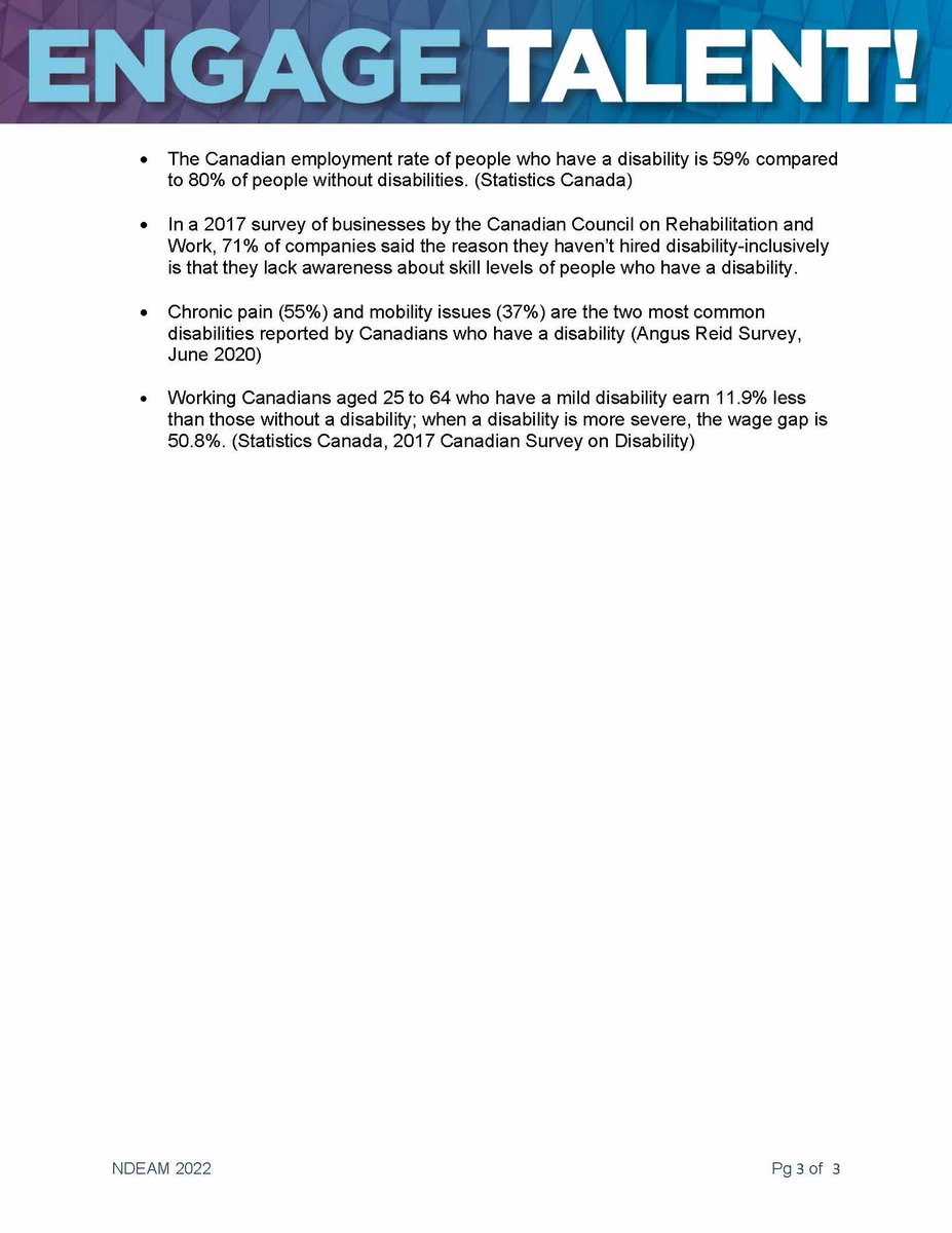 CLTH_ca's tweet image. Here are some quick facts about disability and employment, worth a share during National Disability Employment Awareness Month. #NDEAM #InclusiveFutureofWork #EngageTalent