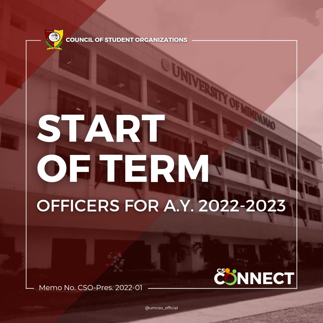 umcso_official's tweet image. Memo No. CSO-Pres. 2022-01
Re: CSO Start of Term 2022-2023

#UMCSO
#CSOConnect
#OneUMindanao