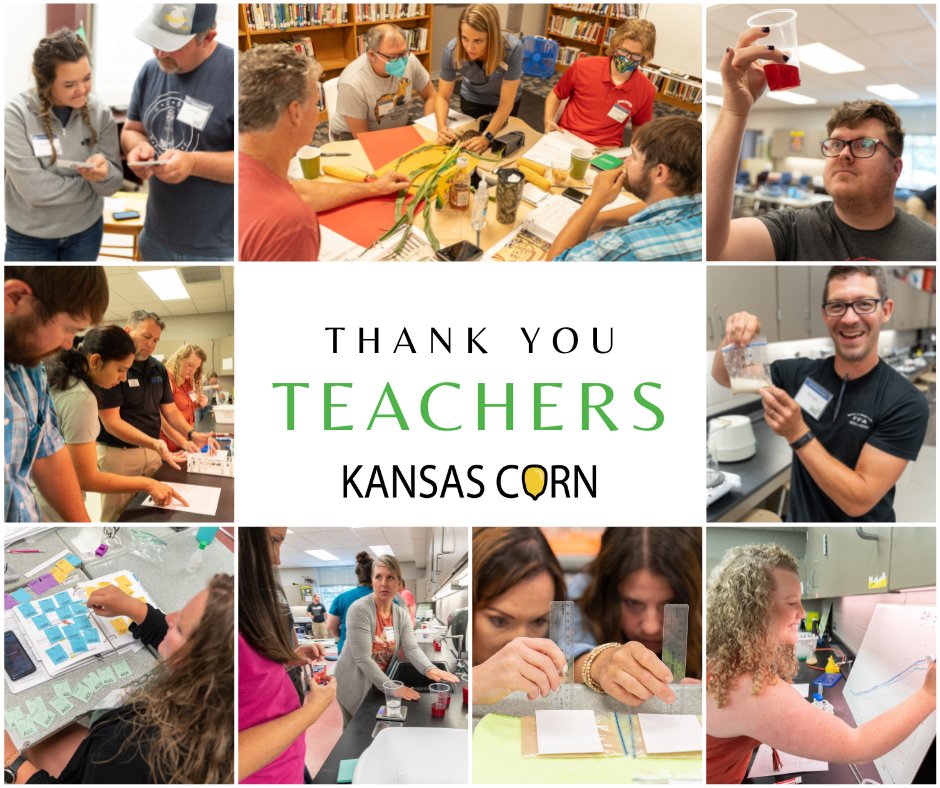 kscorn's tweet photo. Happy World #TeacherDay 🍎 Thank you to all of the amazing KS teachers bringing ag into the classrooms with @kansascornSTEM resources! Learn more about the FREE resources we provide to K-12 teachers at https://t.co/kmb8rs2bjR #kscorn #kscornSTEM #STEM #ksed #ksteachers #TeachAg https://t.co/KjjNXbDhNa