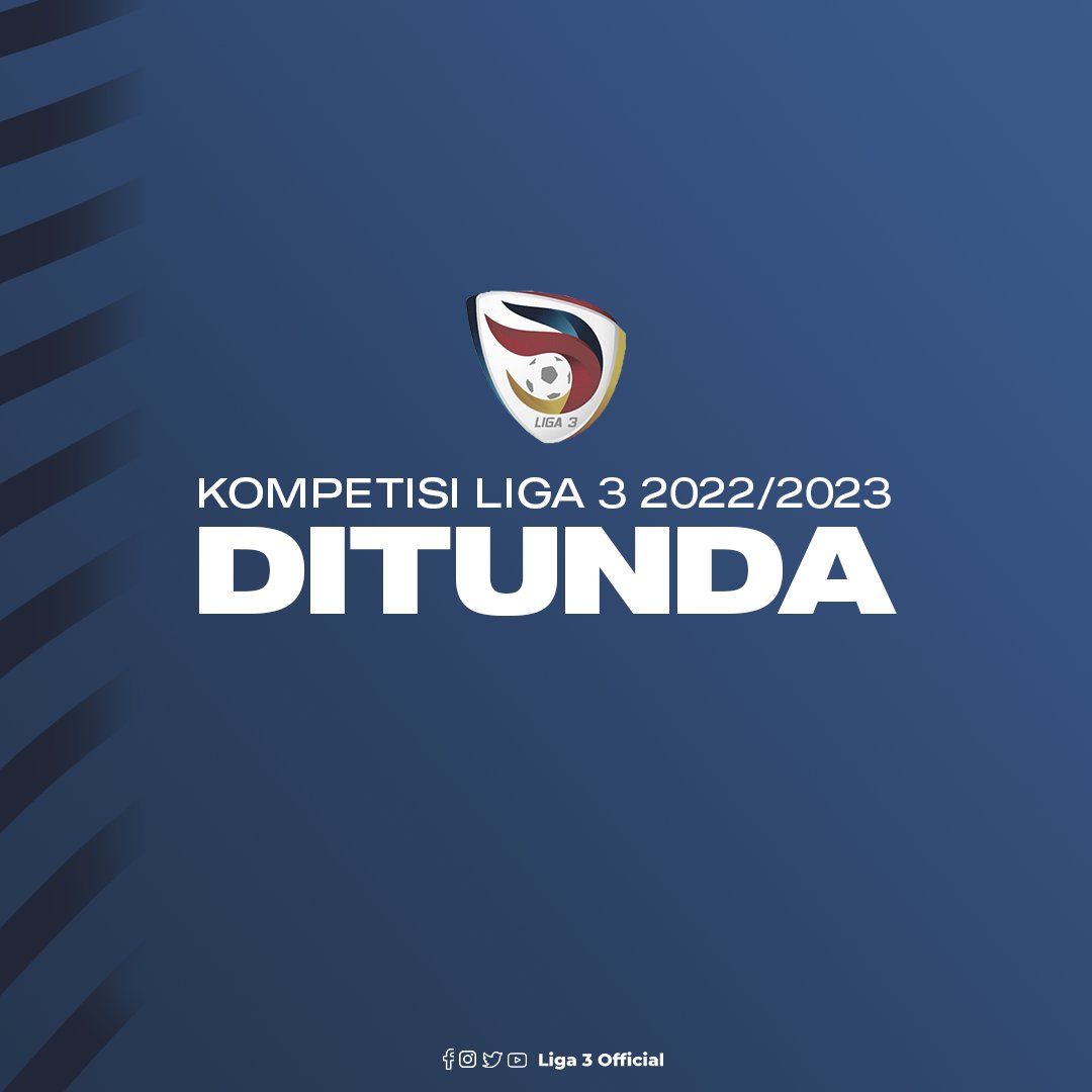 Dalam surat edaran nomor 4114/UDN/2630/X-2022 perihal Penghentian Sementara Kompetisi tertanggal 04 Oktober 2022 yang ditandatangani Sekjen PSSI, Yunus Nusi.

#Liga3Indonesia