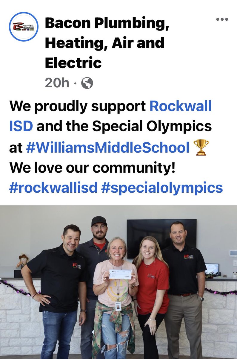 We are a better school because of our community partnerships like this! Thanks @baconplumming for your donation. <a href="/RISDSpecial/">RISD Special Programs</a> 
#GoWildcats 
#ItStartsHereRISD