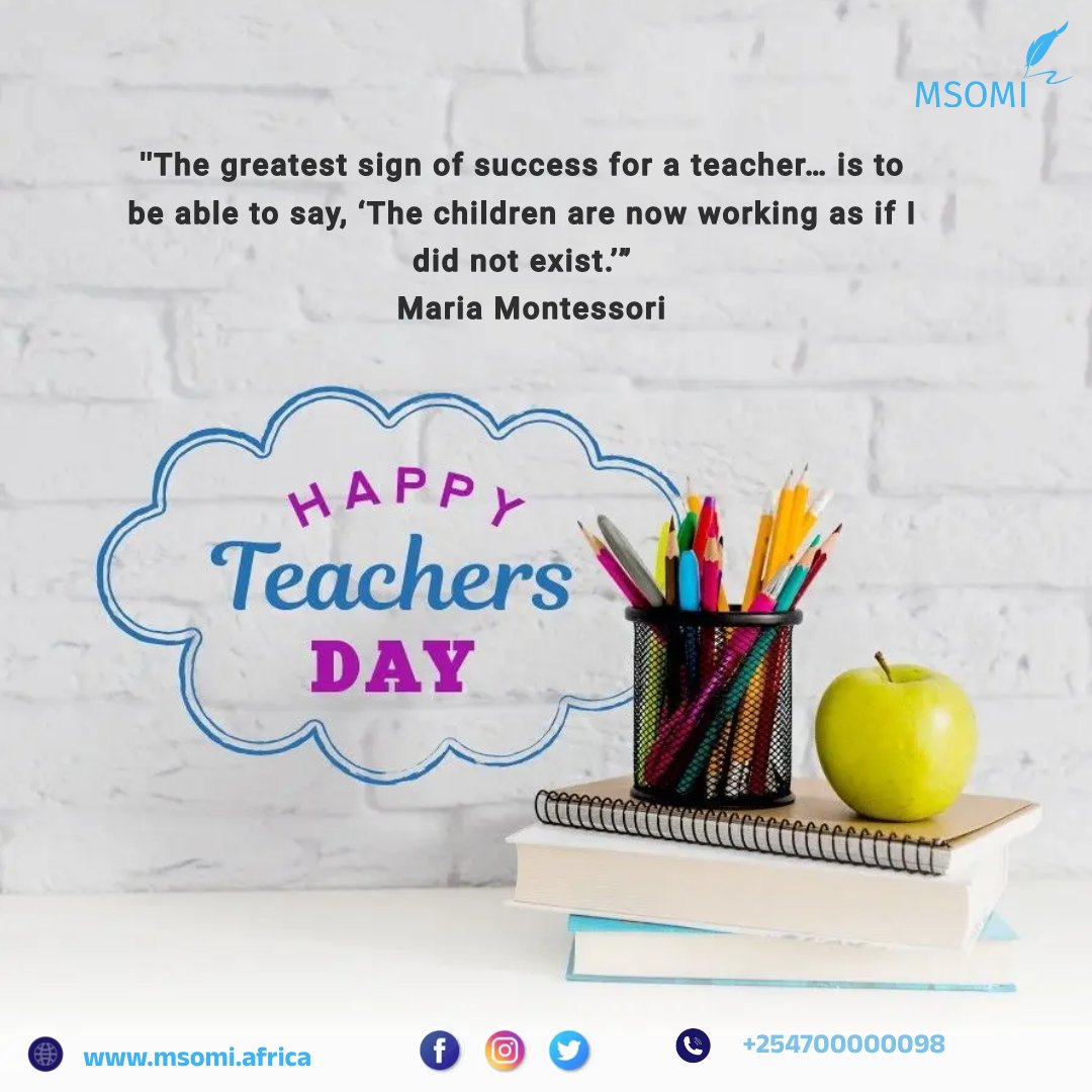 MsomiAfrica's tweet photo. Today we honor teachers for their hard work. 

#learnwithus #WorldTeachersDay2022 https://t.co/Yz8m33Rb5T