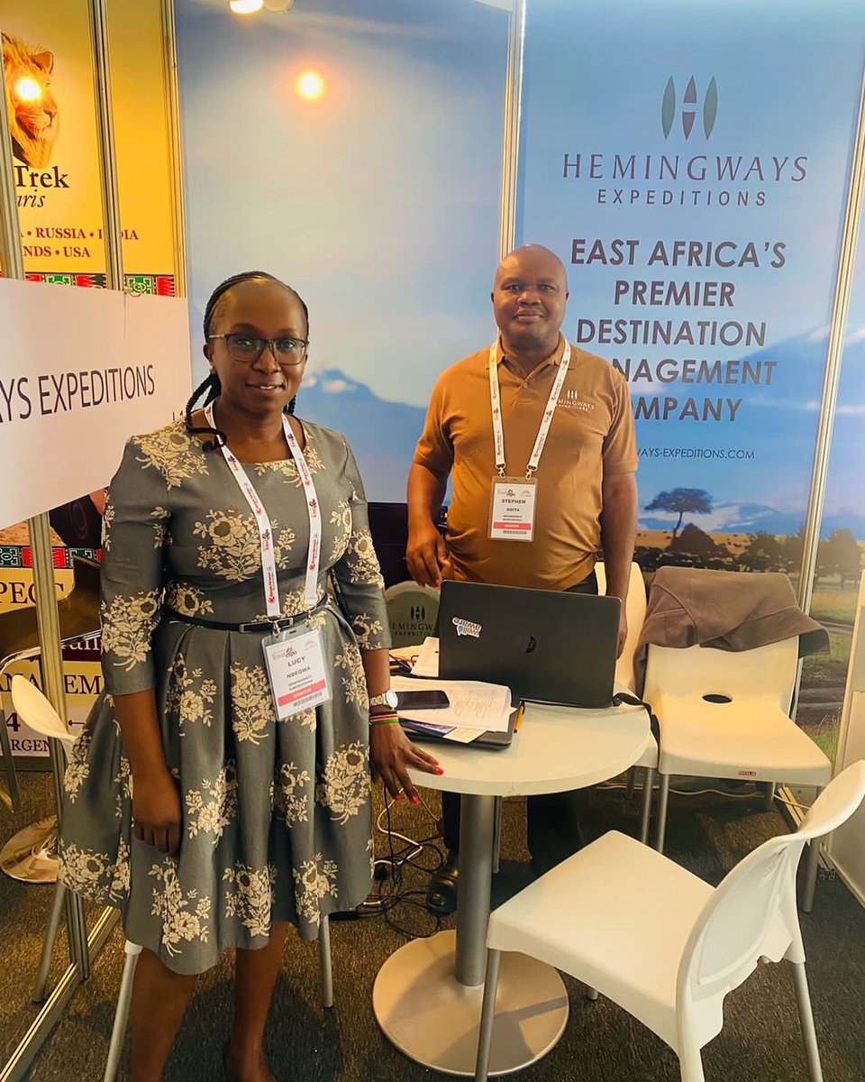 HemingwaysExped's tweet photo. Day 1/3!
Thrilled to have our team members - Stephen Soita &amp; Lucy Ndegwa representing Hemingways Expeditions at this years #MKTE2022 being held at Bomas of Kenya!
We look forward to promoting the kenyan experience to the world!
#mkte2022 #mkte #magicalkenyatravelexpo https://t.co/UcNt9UV5uD