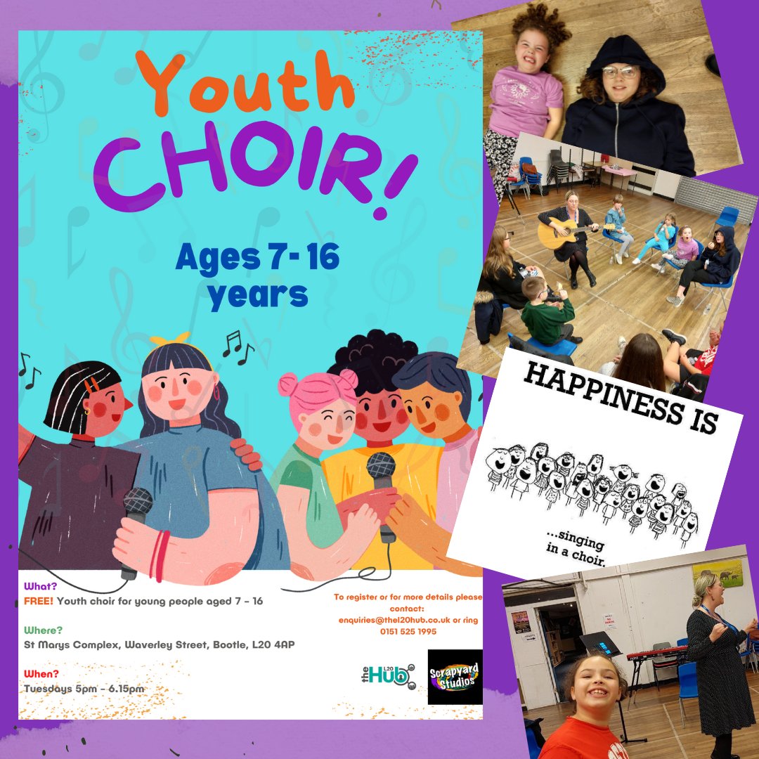 The L20 Hub (@thel20hub) on Twitter photo If you are aged 7 - 16 and love to sing, join our Youth Choir family!!!! π
Its free and we rehearse very Tuesday 5pm - 6.15pm at St Marys Complex, Waverley Street, Bootle, L20 4AP.
enquiries@thel20hub.co.uk / 0151 525 1995 If you are aged 7 - 16 and love to sing, join our Youth Choir family!!!! π
Its free and we rehearse very Tuesday 5pm - 6.15pm at St Marys Complex, Waverley Street, Bootle, L20 4AP.
enquiries@thel20hub.co.uk / 0151 525 1995