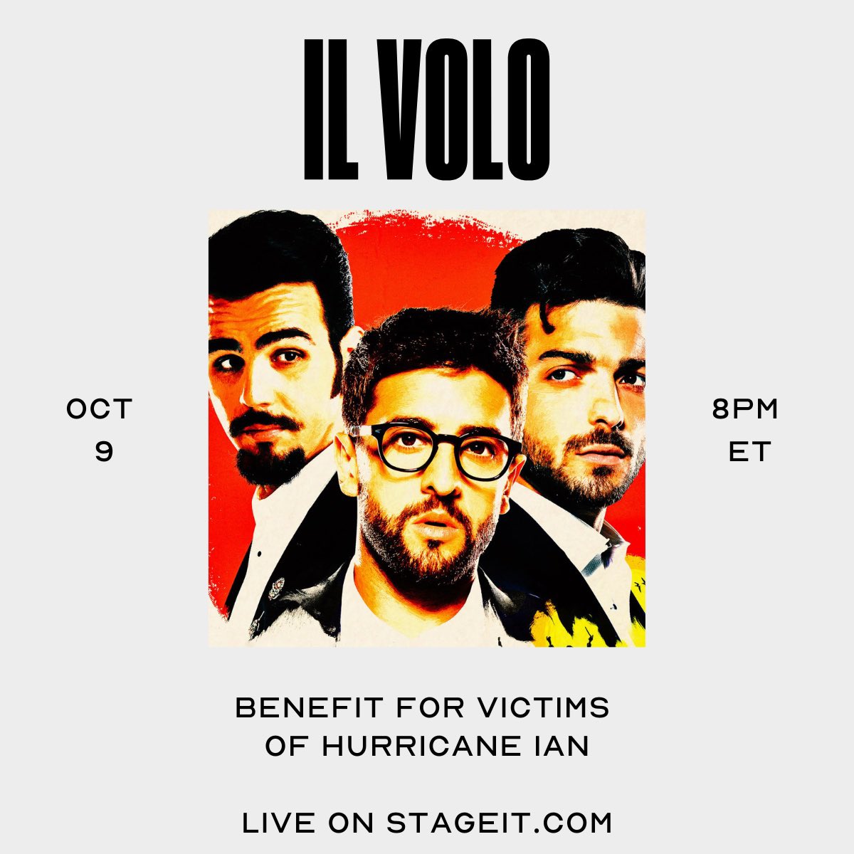 ilvolo's tweet photo. As a tribute to those who lost their lives in Ft. Myers and in the surrounding areas, and for all the families whose lives are destroyed and need help desperately, we decided to partner with the Red Cross, and with VNUE, to livestream the concert… >> https://t.co/WFHBE8glrc https://t.co/Z9B8yVn0KL
