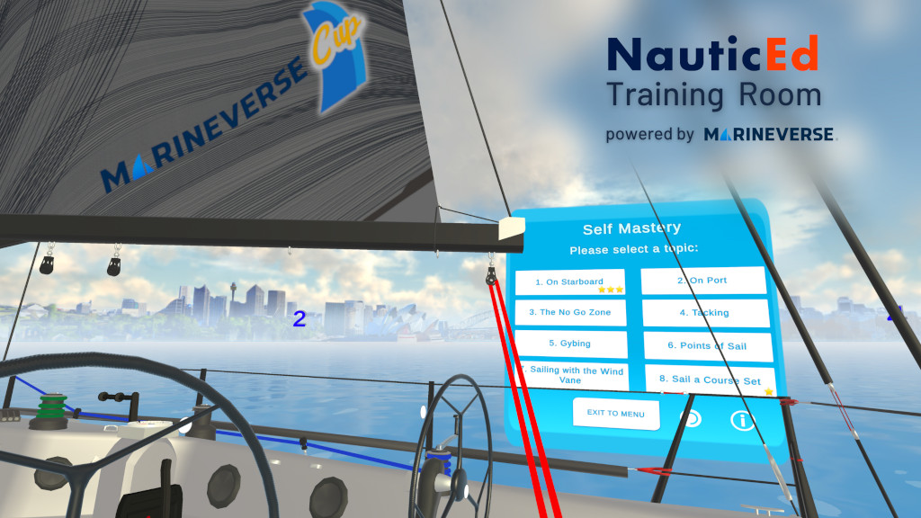 “Self Mastery”, available in NauticEd Training Room includes several training modules to help players get comfortable with trimming the sails, managing the boat speed and navigating for various points of sail.