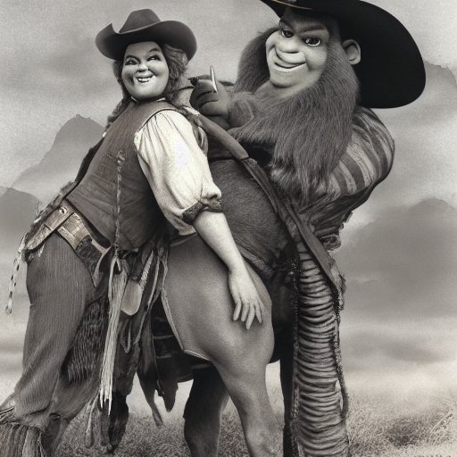 ArtificialShrek's tweet photo. Fiona, Donkey and Shrek in the old west

#Shrek #AI #AiArt #AiArtwork #digitalart #StableDiffusion #Dezgo https://t.co/Z4r9MUsg01