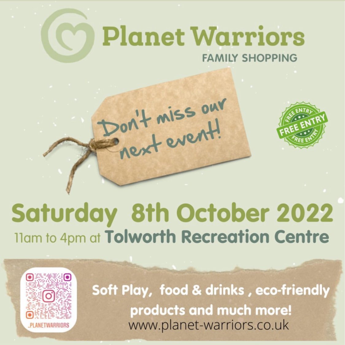 Don't forget Planet Warriors' next fair is this Saturday! We're their supported charity for this event - make sure you head down to #Tolworth on October 8th for some fabulous family shopping and tasty treats! 🌍 🛍️