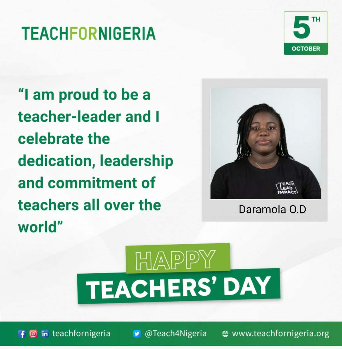 Dee_dulcet's tweet photo. Am proud to be a teacher-leader.... Happy Teacher's Day to all committed and dedicated teachers all over the world 💐💐💐
#teachfornigeria
#teachforall
#tfnfellow
#HappyTeachersDay
Teach For Nigeria https://t.co/kpuXtDnOpd