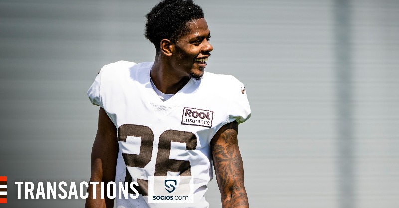 Browns's tweet photo. We have designated CB Greedy Williams for return from injured reserve and signed S Richard LeCounte III to the practice squad