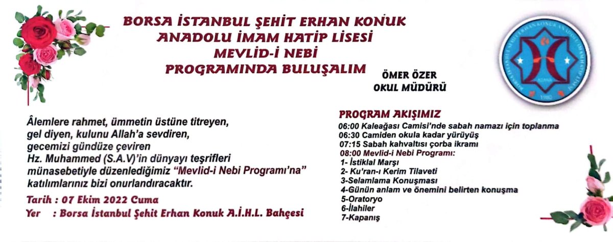 Programımıza tüm ilçe halkımız davetlidir. <a href="/Pozanti_Mem/">Pozantı İlçe Milli Eğitim Müdürlüğü</a> <a href="/hudaverdiyldz/">Hüdaverdi YILDIZ</a>
