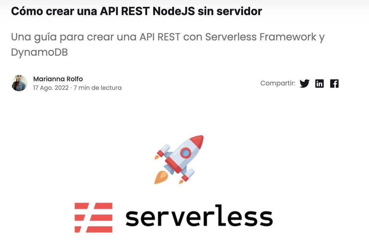 ¿Estás interesado en cómo construir rápidamente APIs REST sin servidor? 
En este artículo, voy a demostrar cómo lograr esto para NodeJS REST APIs con el Serverless Framework.

codigoencasa.com/como-crear-una…