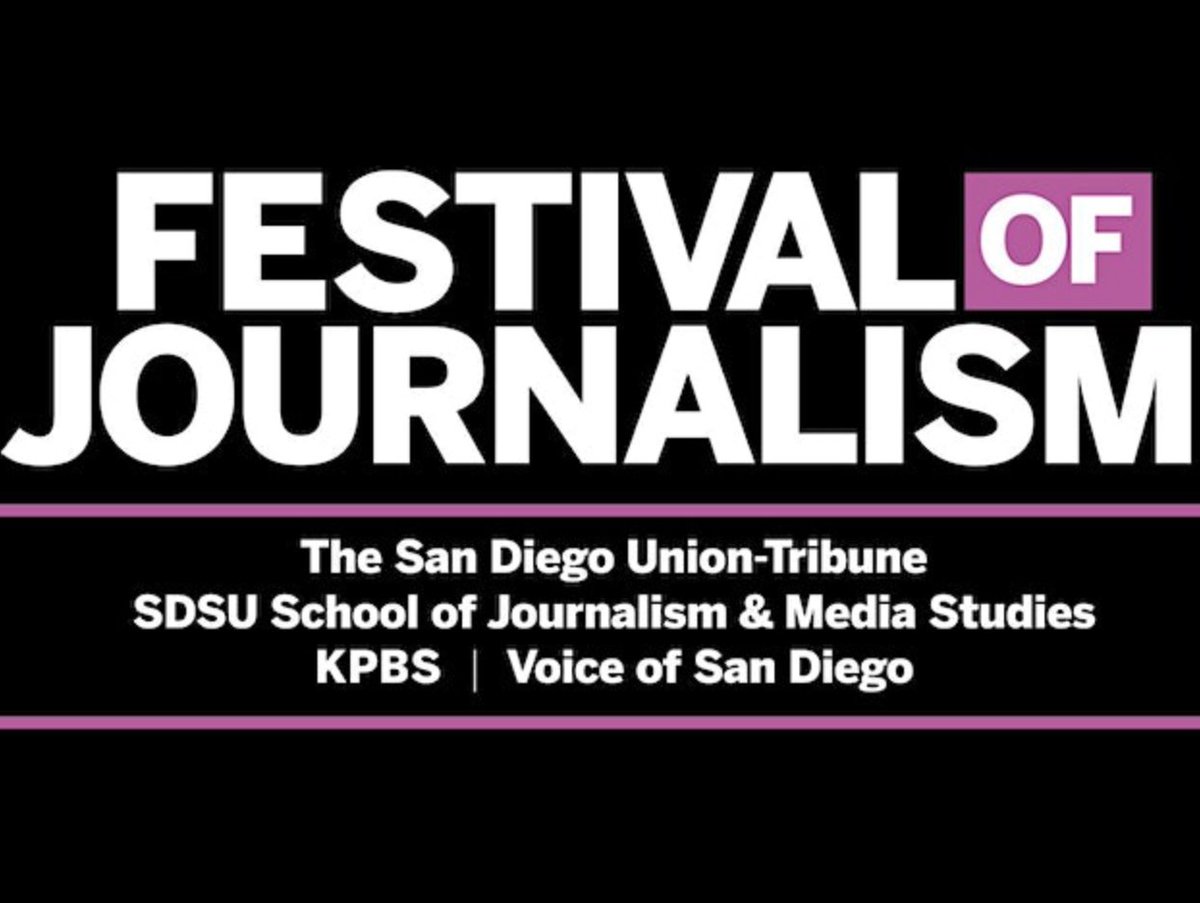 PSFA_SDSU's tweet photo. Festival of Journalism is next Saturday, October 15th co-hosted by @SDSU_JMS, The San Diego Union-Tribune, KPBS and Voice of San Diego. Link in bio for details and registration. https://t.co/tIJ8kpMFPJ #SDSUJMS #SDUT #KPBS #VoiceofSD https://t.co/kAdh7GMyER