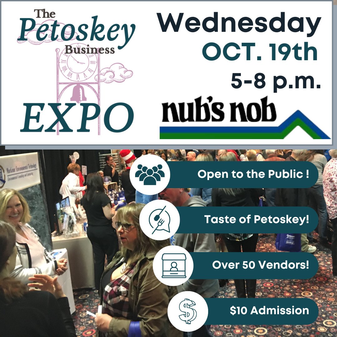 The Petoskey Chamber Business Expo is coming right up. Come for a great evening that showcases our area businesses and organizations. Enjoy making connections, food, fun, plus fabulous door prizes. Attendees could win a $50, or $100 or $150 VISA gift card. #petoskeychamber
