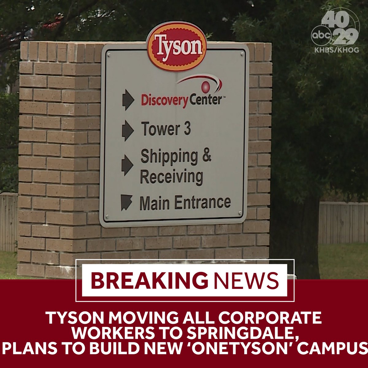 Tyson will move all its corporate workers to Springdale over the next ten months and plans build an expanded corporate campus. bit.ly/3ykQChA

#Tyson #TysonFoods